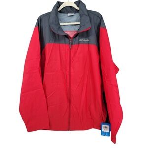 Columbia Glennaker Lake Rain Jacket M 2X Red Gray Hooded Waterproof Windbreaker
